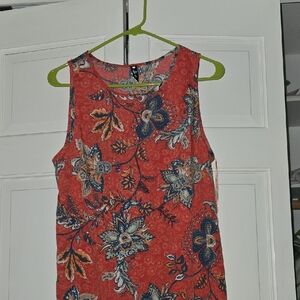 Floral Sleeveless Red Dress